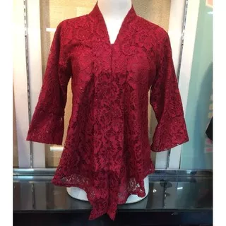 Real pict!!! kebaya brokat kutubaru floy polos best seller / maroon / navy / abu / hitam / gold