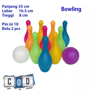 Mainan Anak Bowling Set / Mainan Bola Bowling / Mainan Anak / Mainan Ketangkasan Anak / Mainan Edukasi / Pin isi 10 pcs / Bola 2 pcs TERMURAH / TERLARIS / TERBARU