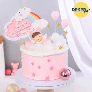 CAKE TOPPER HAPPY BIRTHDAY RAINBOW GLITTER FLAKES / Cake Topper Ulang Tahun / Tusukan Kue Ulang Tahun / Cake Topper Pelangi / Dekorasi Kue Ulang Tahun