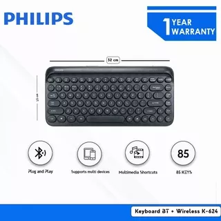 Keyboard Bluetooth Wireless Multi Device Philips K624