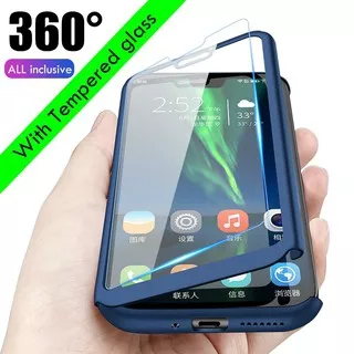 IPhone 5 / 5S / SE / 6 / 6S / 7 / 8 / 6 Plus / 6S Plus / 7 Plus / 8 Plus / X / XS / XR / XS MAX 360 Full Cover Protection Hard Cover PC Case + Tempered Glass