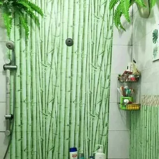 Wallpaper Wallstiker Stiker DInding Motif Bambu Hijau Daun Alam Hutan Jungle Siap Pasang 45cmx10m