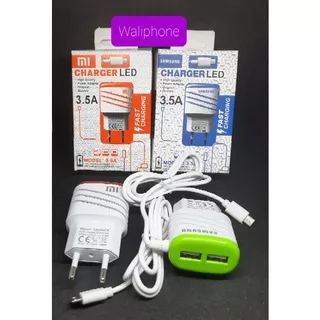 Xiaomi oppo vivo samsung Travel Charger HP 2 usb 3.5amper output fast charging bagus buat handphone