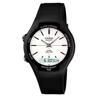 JAM TANGAN CASIO AW-90H-7E ORIGINAL - AW90H HITAM PUTIH