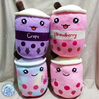 BONEKA BUBBLE TEA BOBA BROWN MILK TEA / JERUK / ANGGUR / STRAWBERRY / PASTEL RAINBOW / CHOCO SIZE MEDIUM