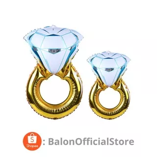 Balon foil cincin diamond jumbo ± 80 cm kecil ± 40 cm lamaran tunangan khitbah cinta ring love pacar