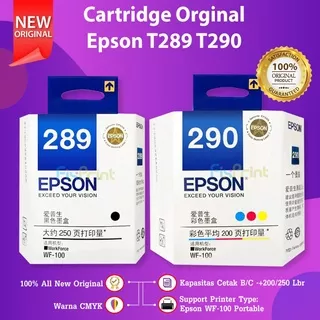 Cartridge Tinta Epson T289 Black T290 Color Ink Printer WF100 WF-100
