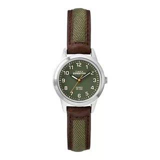 Jam Tangan Wanita Timex Expedition Field Mini TW4B12000 Indiglo Green Olive Dial Brown Leather Strap