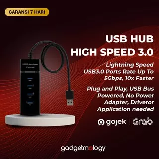 USB HUB High Speed 3.0 Slot 4 Port 5Gbps Komputer Laptop PC Kabel 30cm Adaptor