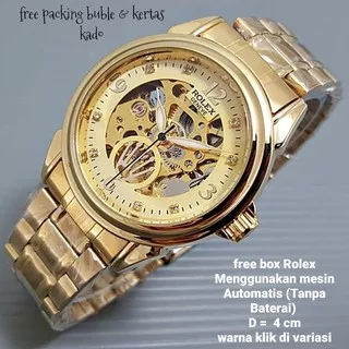 JAM TANGAN WANITA ROLEX GENEVE AUTOMATIC RANTAI (ADA 4 WARNA)