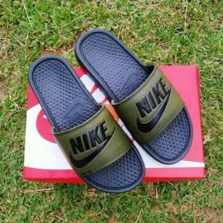 Sandal slop nike bennasi army hitam karet lentur 39-43