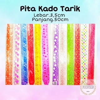 PITA TARIK / PITA SERUT / PITA KADO TARIK P.50 CM - L.3CM ( 1 PAK = 10 PCS )