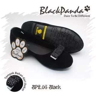 Sepatu Black Panda- Sepatu Wanita Gemini Full Black Casual Trendy