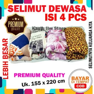 Selimut Dewasa Paket Isi 4 Pcs Premium - Lebih Tebal Bulu Halus Lembut