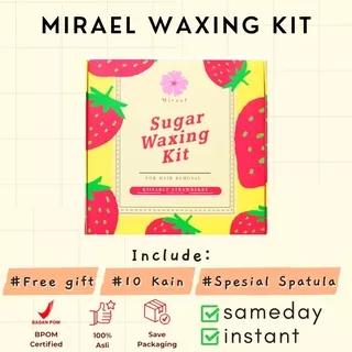 MIRAEL Strawberry Sugar Waxing Kit EXTRA 10 Kain dan Spatula Wexing Ketiak Pencabut Bulu Bikini Wax Brazilian