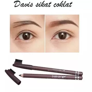 Pensil Alis / Pensil Alis Sikat / Davis Pensil Alis Sikat / Eyebrow Brown & Black - Warna Coklat & Hitam