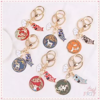 ? Cat / Rabbit / Deer / Koi Fish?Admire The Flowers & Moon - Fancy Carp Chinese Style Keychains ? 1Pc Fashion KeyRing Alloy Airpods Case Pendant Bag Accessories Gifts?6 Styles?