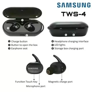 Headset Bluetooth Sport jbl Wireless Earphone Stereo TWS 4 TWS4 - Hitam