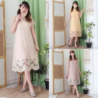 (REALPICT) DRESS Pesta YOVITA TILE BORDIR MUTIARA free Masker dan Belt