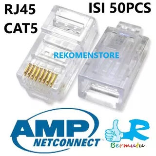 Konektor RJ45 AMP Commscope Connector RJ45 Cat5 RJ-45 Cat5e isi 50pcs 50 PCS 1PACK