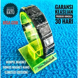 Gelang Batu Giok Black Jade Loreng Original Asli Aceh Petak Cutting