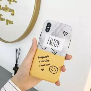 Grey Yellow Cute Quote Enjoy Today Soft Case iPhone 6/6+/6s/6s+/7/7+/8/8+/X/Xs