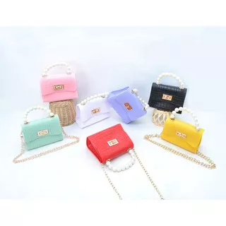 NEW!! Tas Jelly Motif Kulit Buaya Mutiara Jelly Croco Gaya Korea/Tas Selempang Wanita 3051/9085