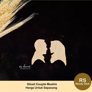siluet couple muslim Plywood chipboard hiasan mahar / scrabbook