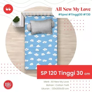 Sprei ALL NEW MY LOVE 120x200 Tinggi 30 Whale Dino Zoo Nube Mickey Snoopy Space Cross The Street koala Leaf Cat Alphabet Space Elephant Never Mute Minnie - SINGLE 120 T30 SP