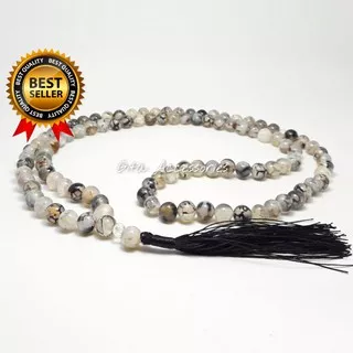 Tasbih Batu Akik Sisik Naga Hitam 99 Butir 8mm