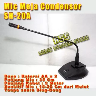 Mic Meja SHURE SH-20A / Mic Podium Condensor SH - 20A Fleksibel / Professional Microphone SHURE