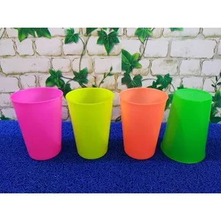 GELAS CANGKIR MOTIF APEL (8CM) TINGGI WARNA / GELAS TEH ES SUSU / GELAS PLASTIK / GELAS MURAH / SOUVENIR GELAS