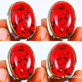 Batu Akik Pirus Merah Top Colour Big Size Ring Titanium