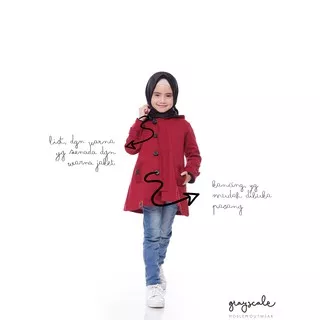 Blazer Anak Perempuan Jaket Anak Korea Maroon Hitam KKG 08