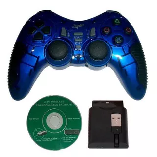STIK / JOYSTICK / GAMEPAD TURBO WIRELESS K-ONE 3In1 (PC/PS2/PS3) BIRU