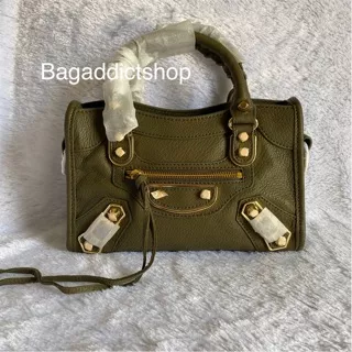 BagAddict Tas BALEN Edge City Mini Vert Army GHW Mirror Import VIP