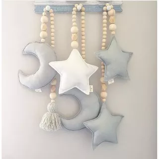 nordic style decoration moon star wooden bead tassel gantungan bintang bulan dekorasi kamar anak