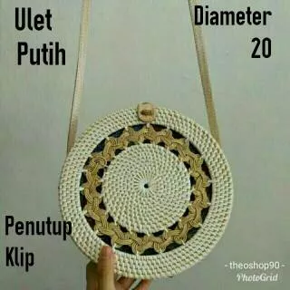 Tas Ata Rotan Ulir/Ulet dan Motif Diameter 20/Penutup Klik