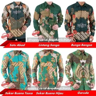 Baju Batik Nu Katun Saten Motif Satu Abad/Lintang Songo/Bunga Bangsa/Sekar Buana/Garuda/Best Seller