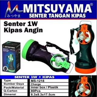 Senter Emergency Mitsuyama 1watt + Kipas Angin Ms-1218