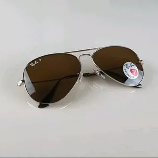 Kacamata Rayban Original/Ori Aviator Lensa Polarized Coklat/Brown Pria Wanita