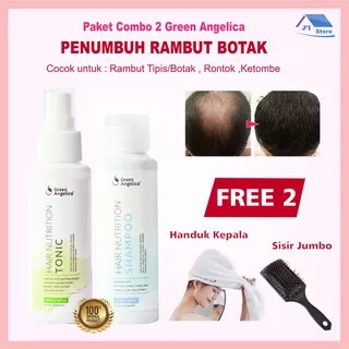 Paket Combo 2 Penumbuh Rambut Cepat, Menyuburkan Rambut, Anti Ketombe & Anti Rontok, Green Angelica