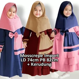 Gamis Anak - Baju Anak Perempuan - Baju Muslim Anak Perempuan - Gamis Anak Bergo - Farelly - Lexoir