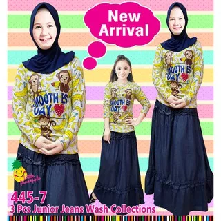 SETELAN BAJU ANAK BANANA LITTLE PINEAPPLE ROK + HIJAB