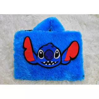 Tas Laptop Stitch Biru Bulu Rasfur 10-17 Inch Softcase Notebook Macbook Netbook Lucu Bulu Boneka