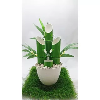 Aercur Air Mancur Bambu Mini hias meja taman kamar dekorasi rumah pot bunga tanaman lampu rak kaktus