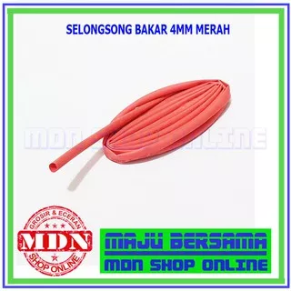 Selongsong bakar kabel 4MM Merah - solasi bakar jual per 1 meter