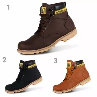 COD !! Sepatu Boots Safety CAT Holton Sepatu Pria SAfety Ujung Besi / Sepatu Kerja Outdoor termurah