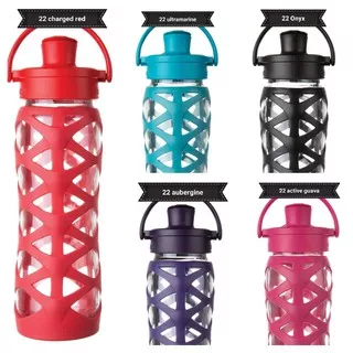 LifeFactory 22 oz Premium Glass Water Bottle Active Flip Cap