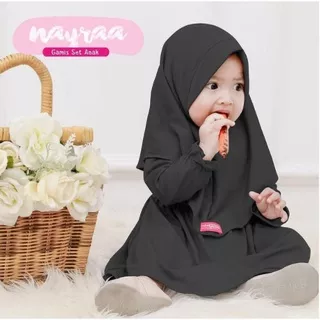 Gamis Anak Nayra Syari Kids Set Khimar Terbaru - Gamis Anak Usia 0-1 Tahun - Pakaian Muslim Anak Perempuan - Gamis Anak Jersey Zoya